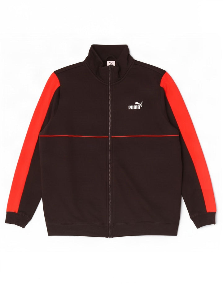 Giacca da tuta da uomo Puma XL in cotone color block nero