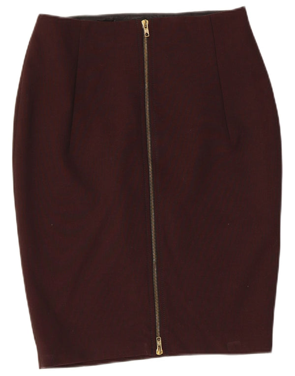 Zara Pencil Nederdel Medium W28 Maroon Viscose til kvinder
