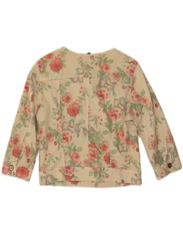 Giacca Bolero da donna con maniche a 3/4 Benetton UK 12 Cotone floreale beige medio