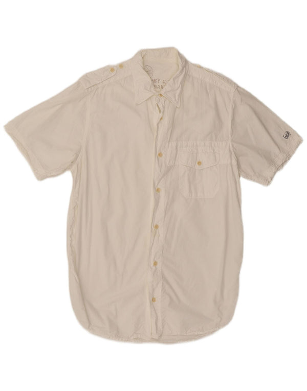 Murphy & Nye Mens Short Sleeve Military Shirt Large White Cotton