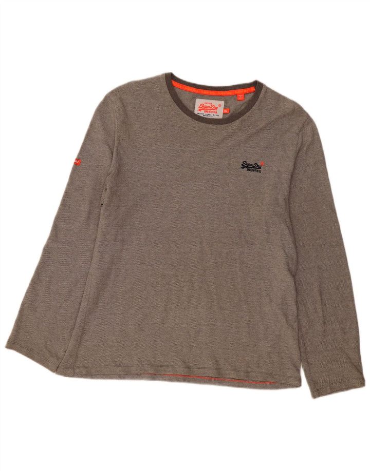 Superdry Mens Top Long Sleeve XL Grey Cotton