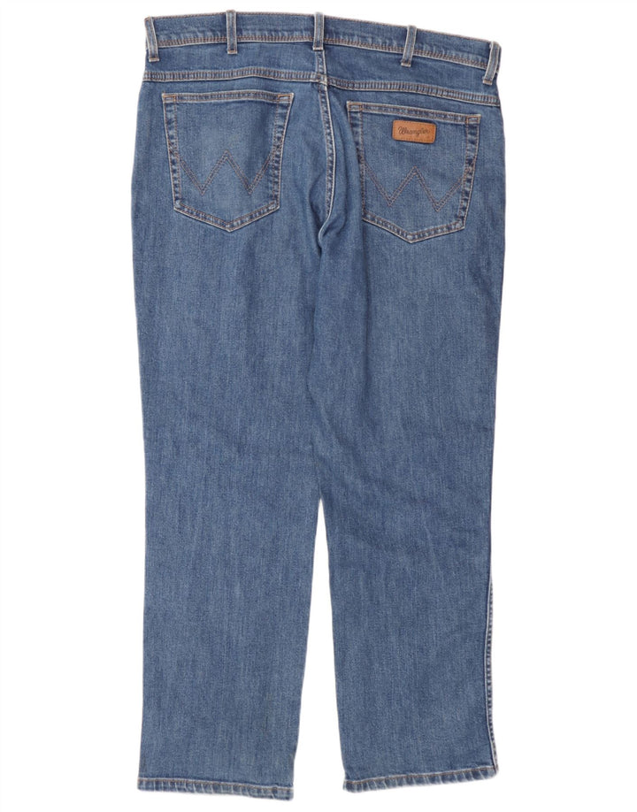 Wrangler Mens Regular Fit Straight Jeans W36 L30 Blue Cotton