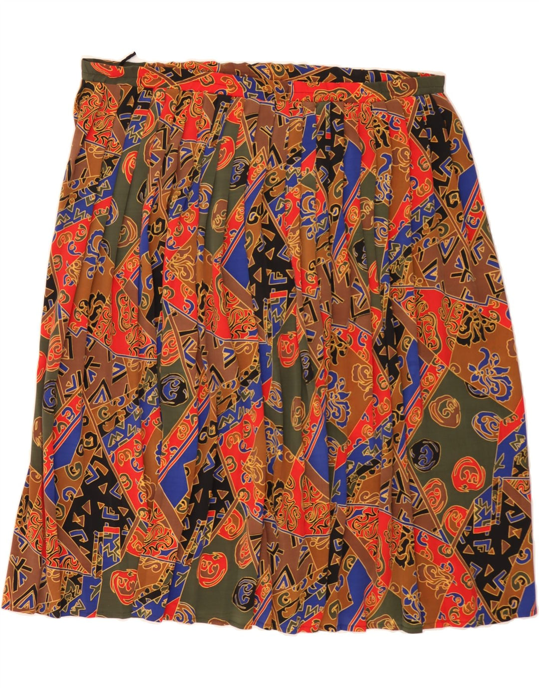 C&A Womens Pleated Skirt UK 18 XL W40 Multicoloured Patchwork Polyester Vintage C&A and Second-Hand C&A from Messina Hembry 