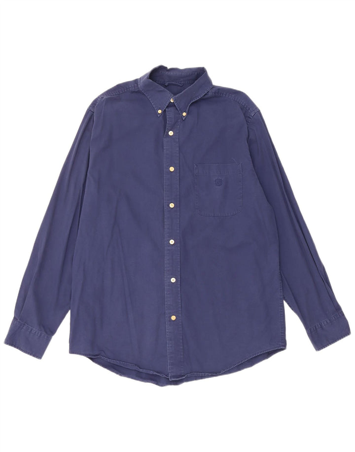 Chaps Herrenhemd aus mittelblauer Baumwolle in Marineblau