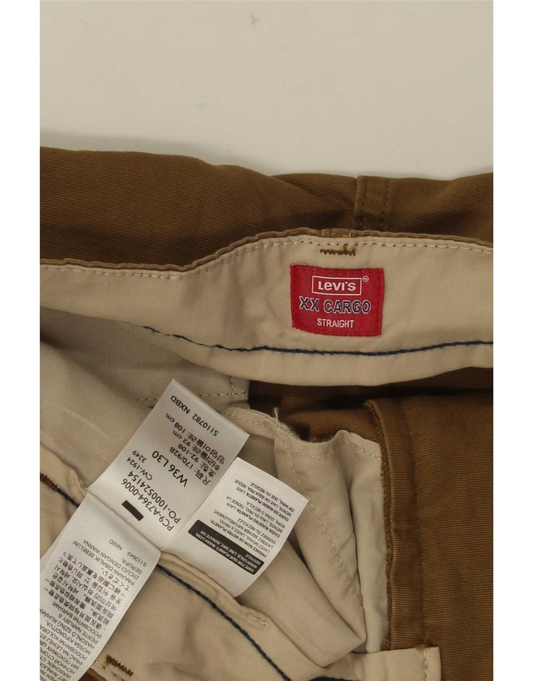 Levi's Mens Straight Cargo Trousers W36 L30 Brown Cotton