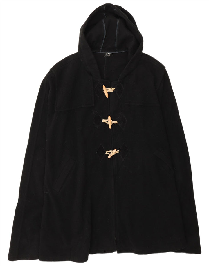 Vintage Womens Hooded Poncho Coat One Size Black