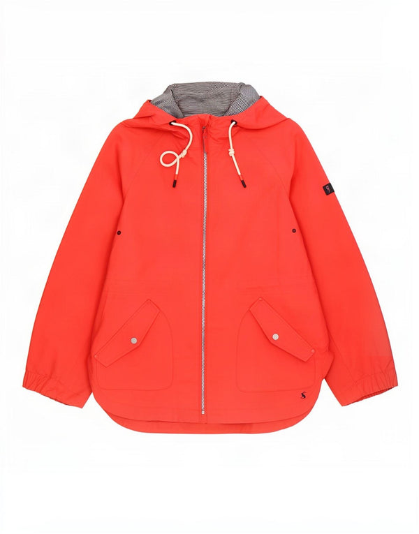 Joules Damen-Regenjacke mit Kapuze, UK 12, mittelrot, Baumwolle
