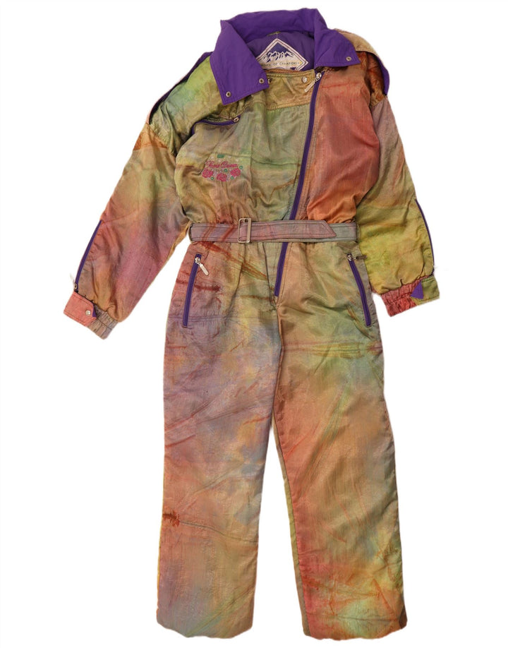 Vintage Womens Oversized Ski Jumpsuit EU 42 Large Multicoloured Tie Dye