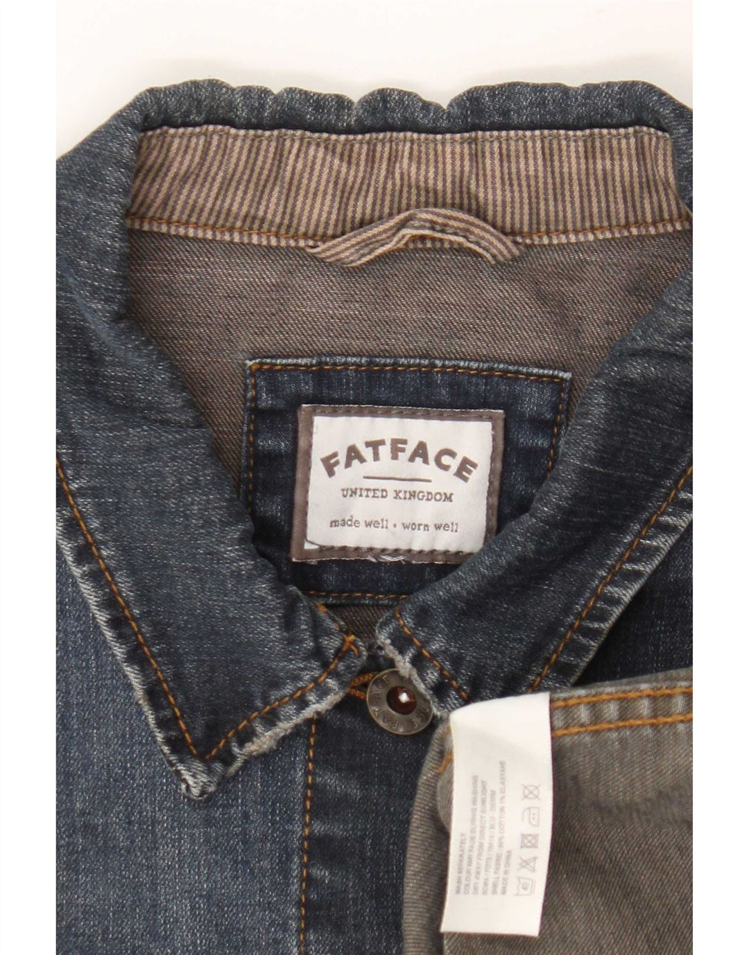 Jachetă de blugi pentru femei Fat Face UK 14, bumbac albastru mediu
