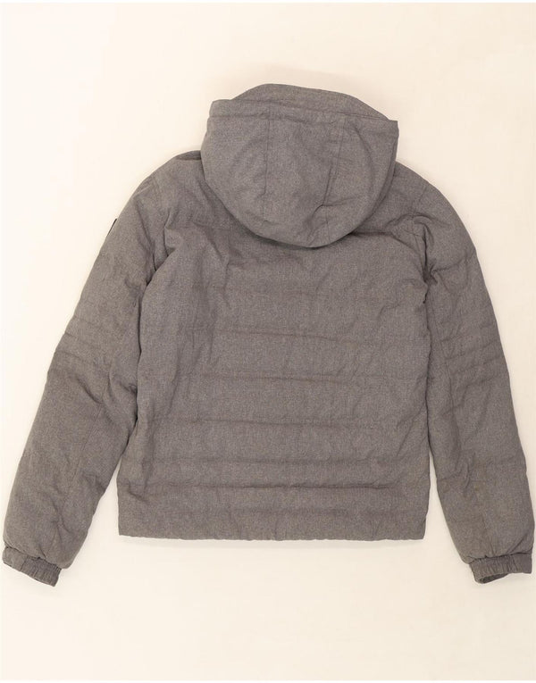 BOMBOOGIE Mens Hooded Padded Jacket UK 38 Medium Grey Nylon