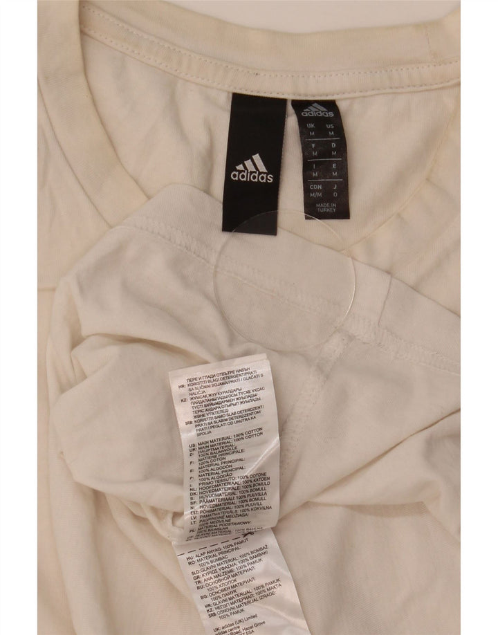 Adidas Mens T-Shirt Top Medium White Cotton