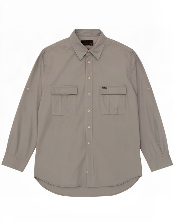 Gas Mens Shirt Large Grey Cotton