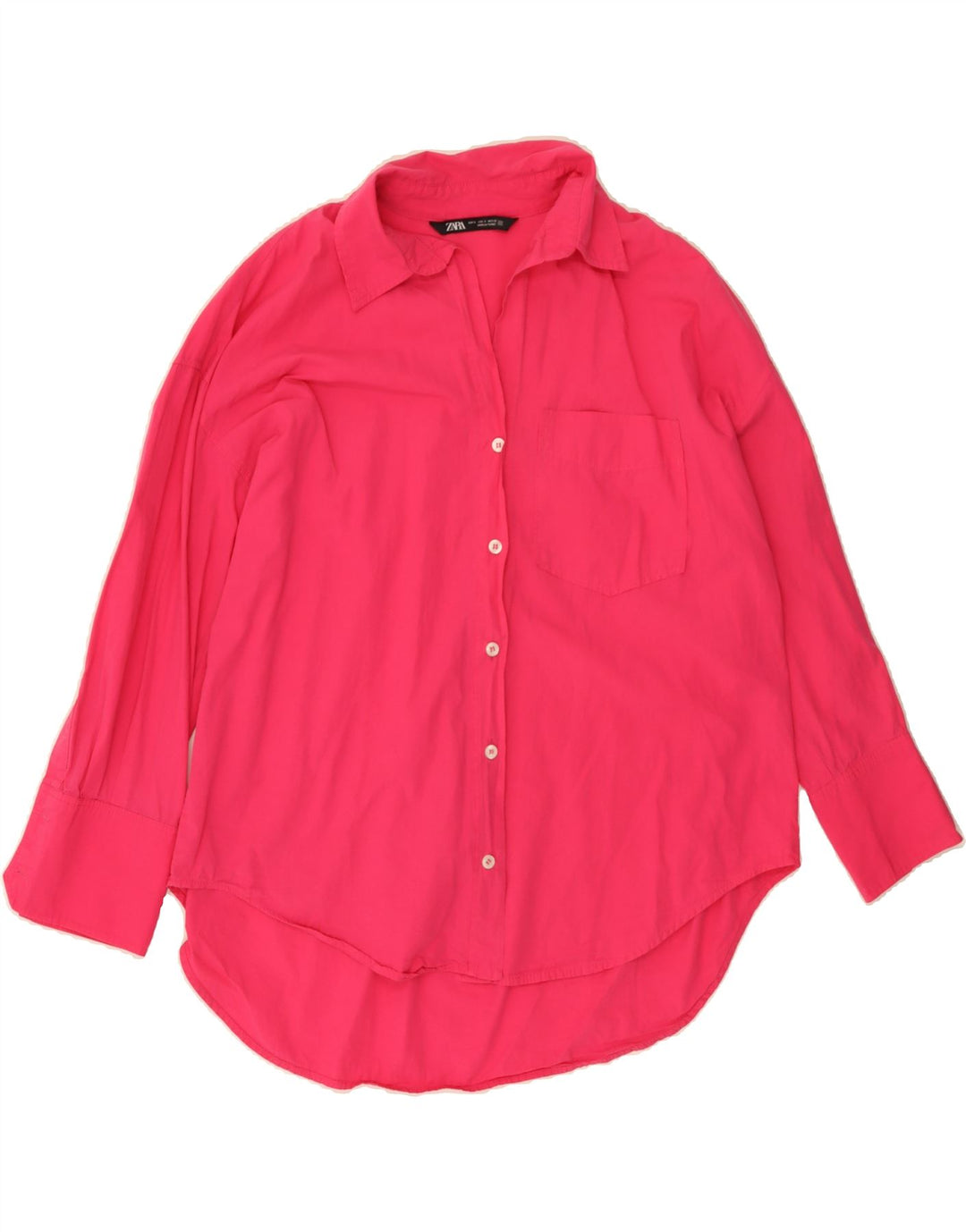 ZARA Womens Longline Oversized Shirt UK 10 Small Pink Cotton Vintage Zara and Second-Hand Zara from Messina Hembry 