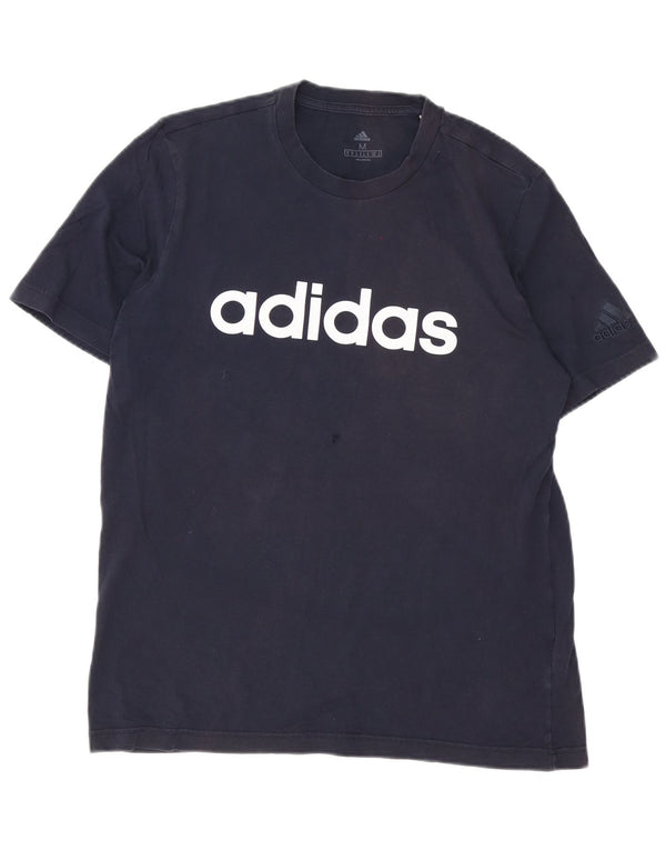 T-shirt grafica da uomo Adidas Top in cotone blu navy medio