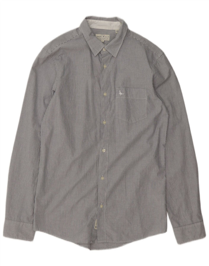 Jack Wills Mens Classic Fit Shirt Small Grey Pinstripe Cotton