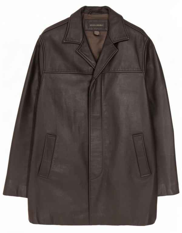Banana Republic Abrigo de cuero para hombre UK 38 Medium Black