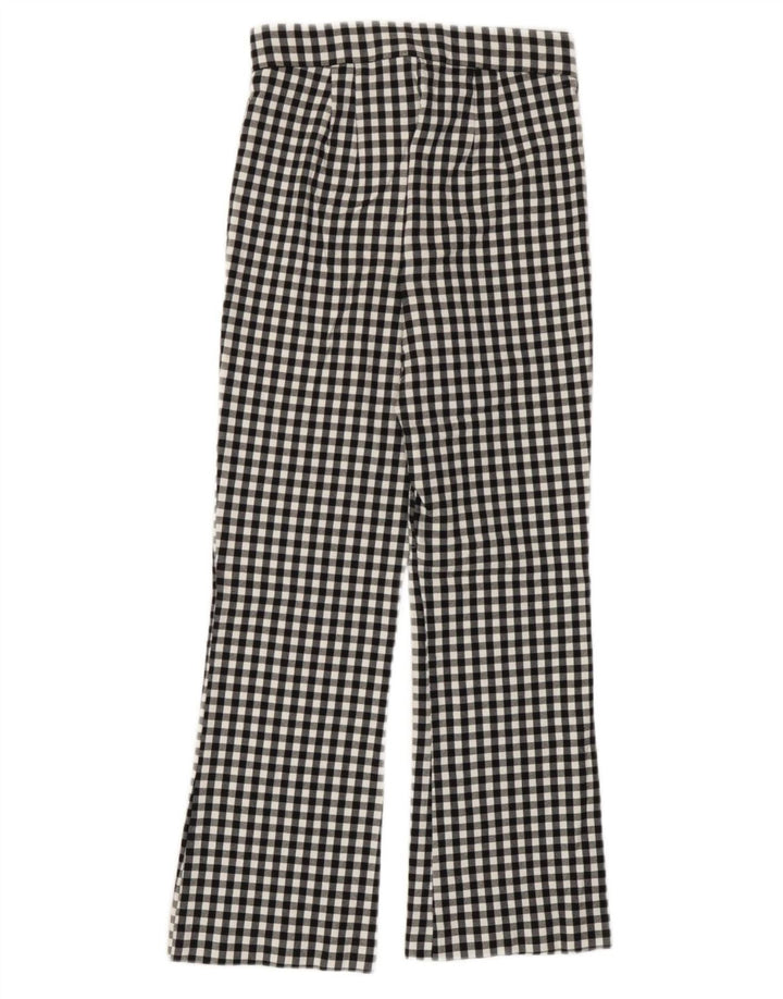 Zara Womens Bootcut Casual Trousers Small W26 L25 Black Gingham Viscose
