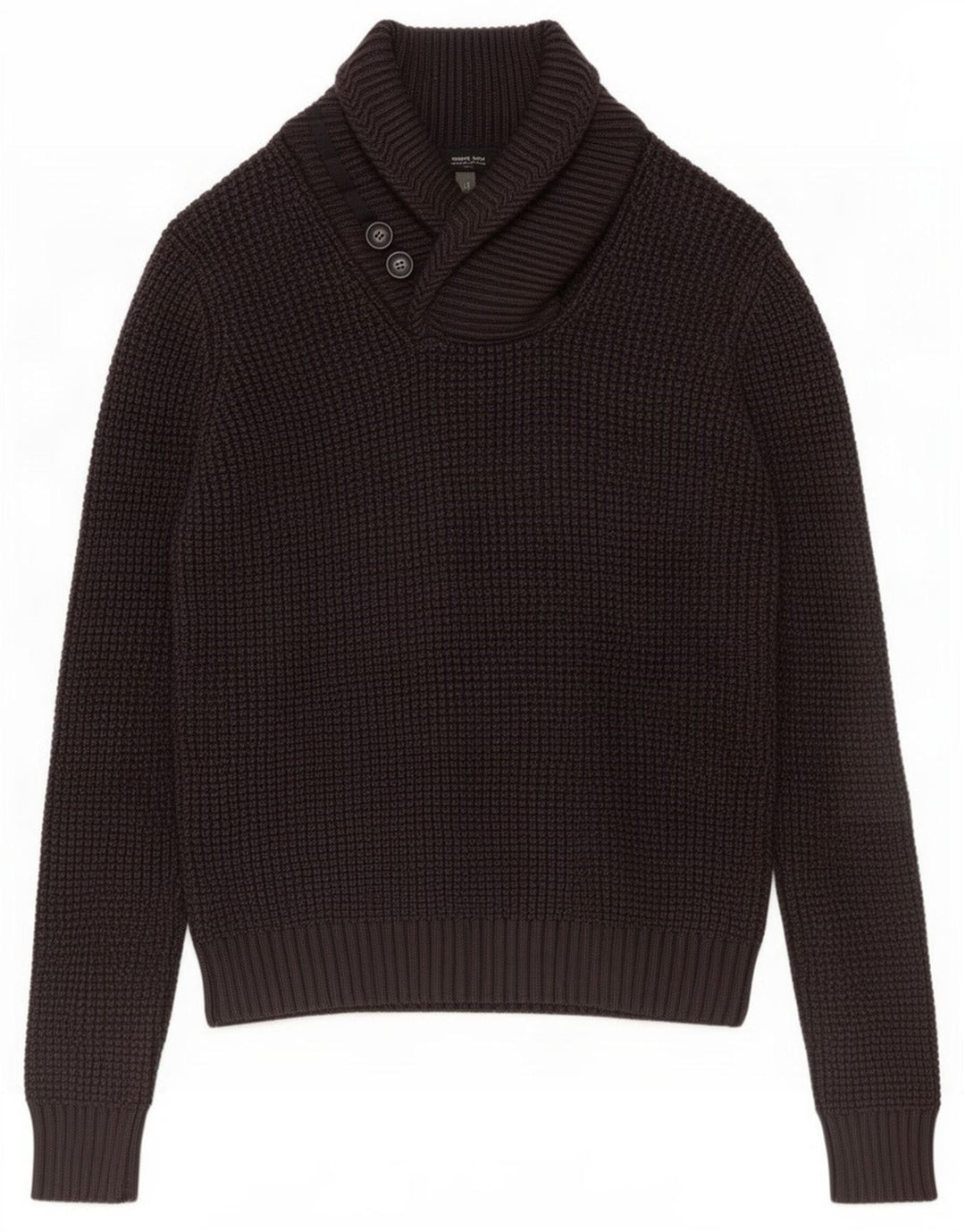 ONE WAY Mens Shawl Neck Jumper Sweater Medium Grey Wool