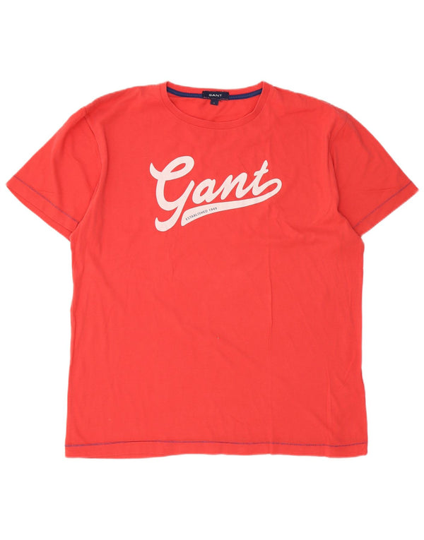 Gant Mens Graphic T-Shirt Top Large Red Cotton