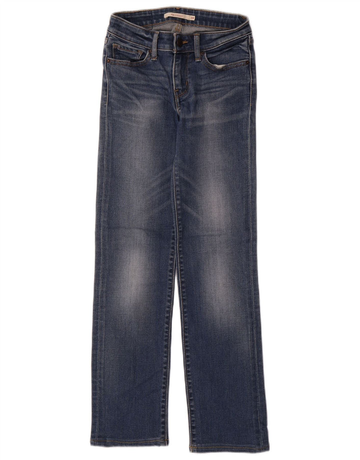 LEVI'S Womens 714 Straight Jeans W24 L28 Blue Cotton