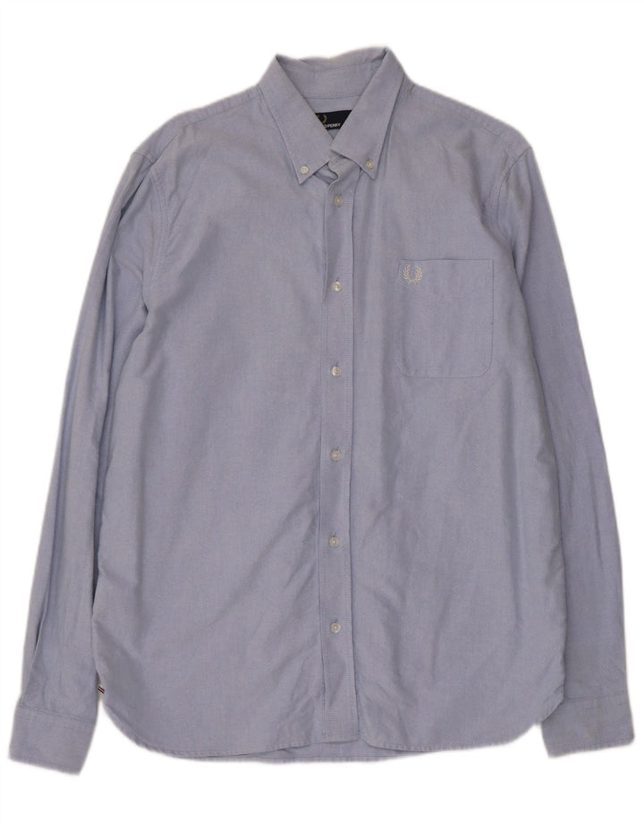 Fred Perry Mens Shirt Large Blue Cotton
