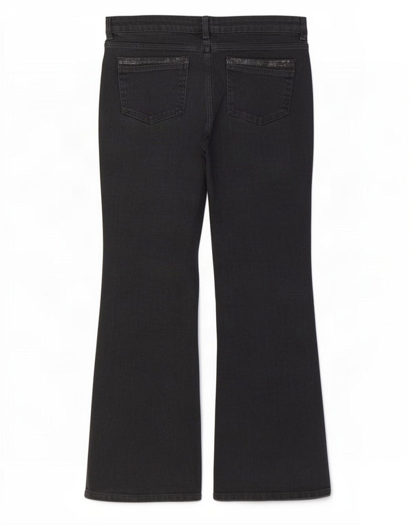 Marks & Spencer Damen Bootcut Jeans UK 16 Large W34 L28 Schwarze Baumwolle