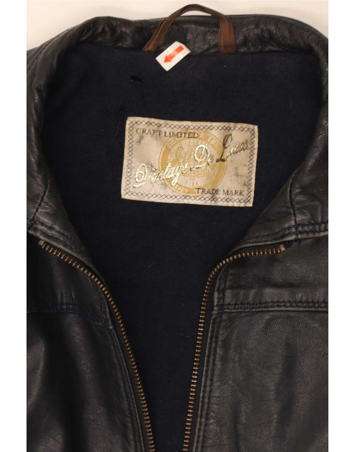 Chaqueta de cuero vintage para mujer IT 42 Cuero negro medio