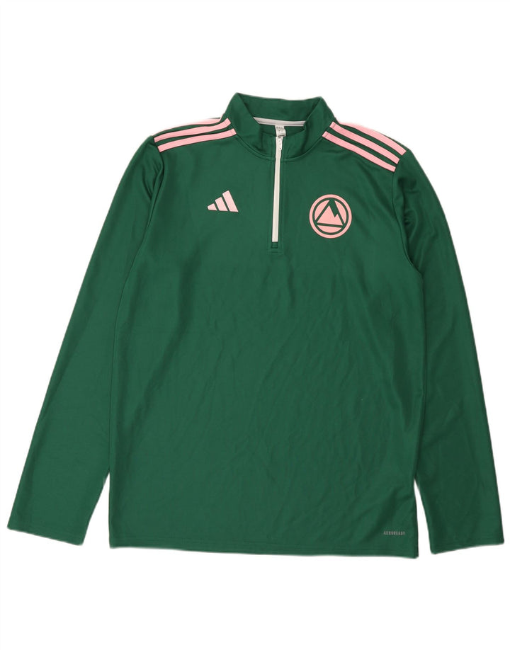 Adidas Herre Aeroready Zip Neck Pullover Træningsdragt Top Stor Grøn Polyester