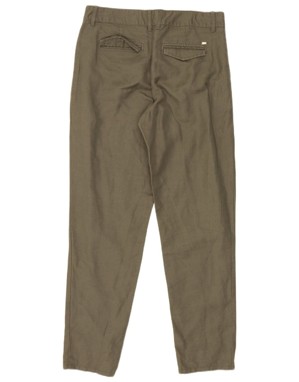 Tommy Hilfiger Womens Tapered Chino Trousers US 4 Small W28 L28 Khaki Linen