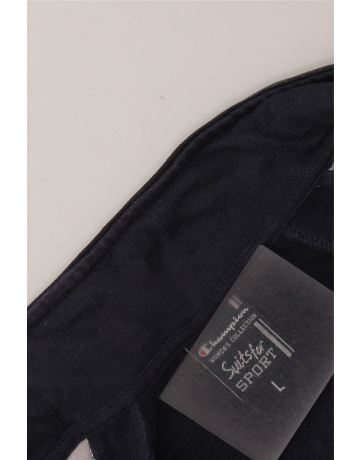 Champion Womens Tracksuit Top Jacket UK 16 Large Navy Blue Colourblock