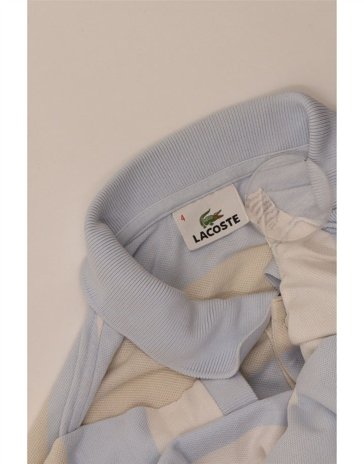 LACOSTE Mens Polo Shirt Size 4 Medium Blue Striped Cotton