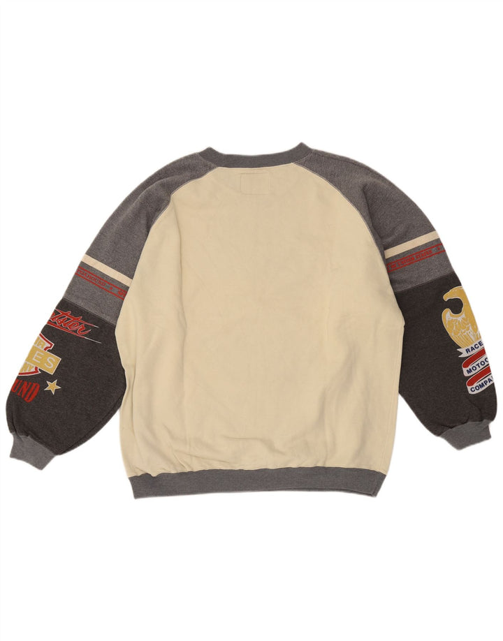 Foxhound Mens Graphic Sweatshirt Jumper Medium Off White Colourblock Cotton