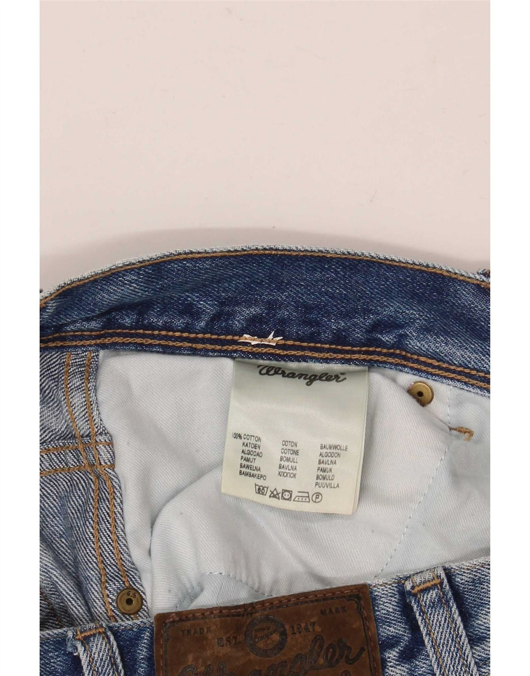 Wrangler Mens Regular Fit Straight Jeans W38 L30 Blue Cotton