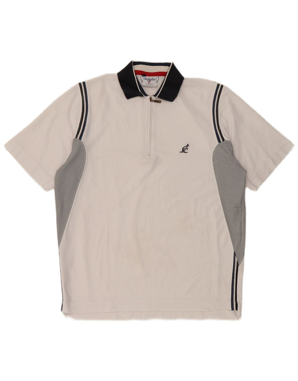 AUSTRALIAN L'ALPINA Mens Polo Shirt IT 46 Small White Colourblock