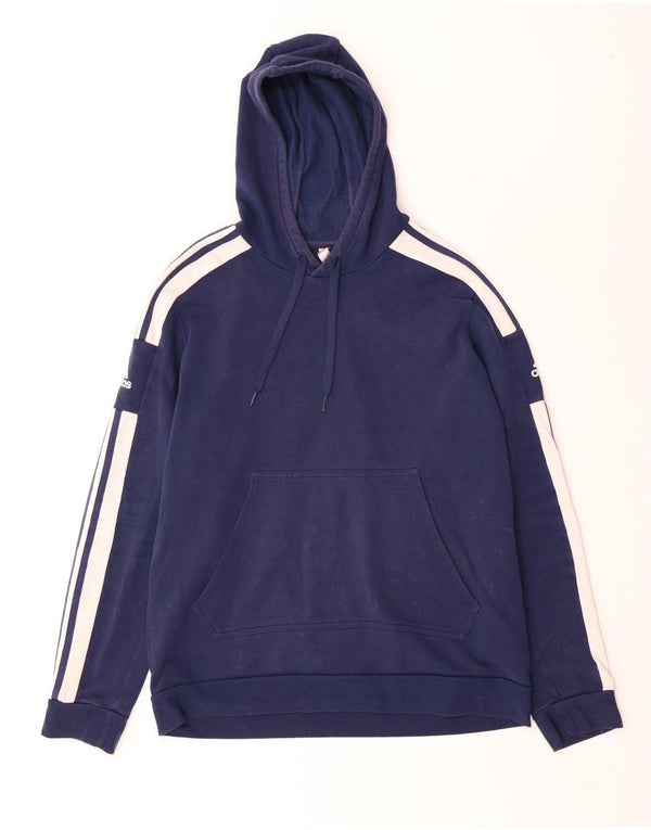 Felpa con cappuccio da uomo Adidas Large in cotone color block blu navy