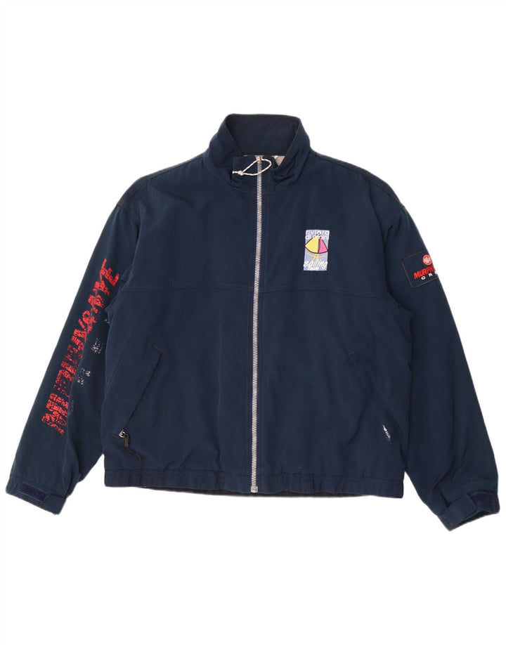 MURPHY & NYE Giubbotto bomber grafico da uomo UK 40 Large Poliestere blu navy
