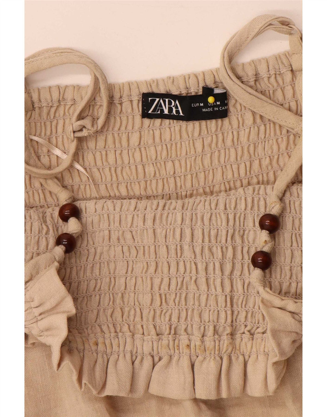Zara Womens Sleeveless A-Line Dress UK 12 Medium Beige