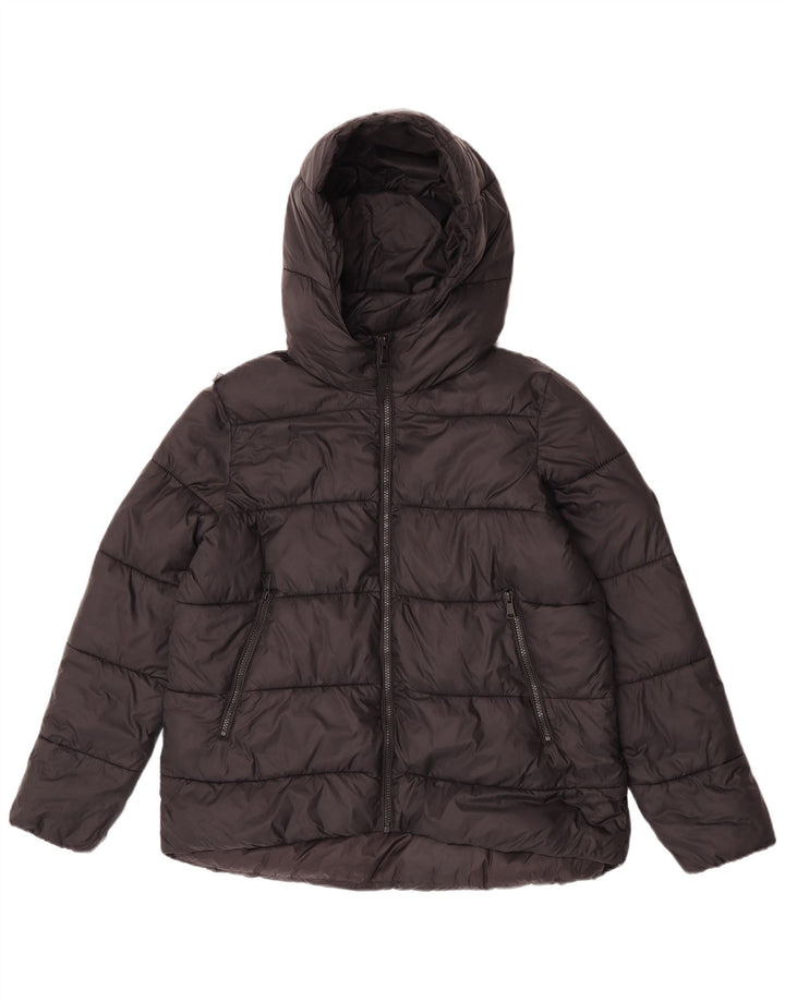 Zara Mujer Chaqueta Acolchada Con Capucha UK 44 Mediana Nylon Negro