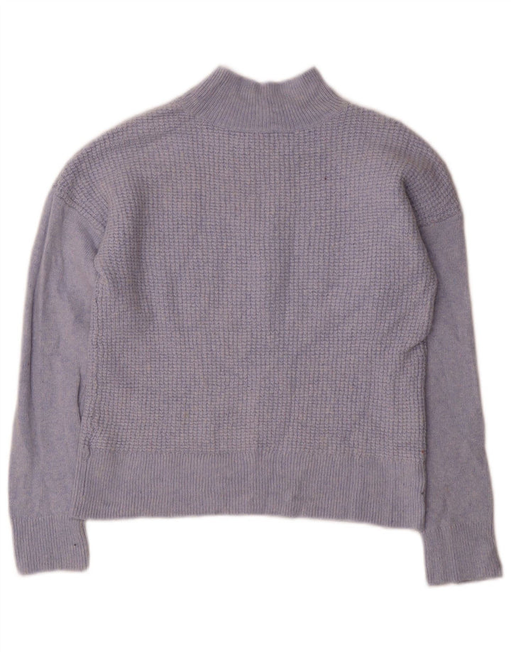 Hobbs Womens Crop Turtle Neck Jumper Sweater UK 12 Medium Blue Viscose