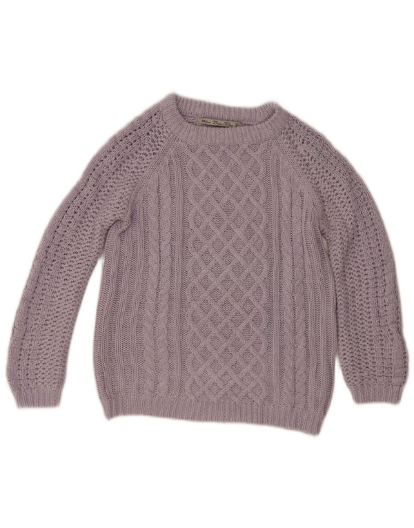 Zara Womens Crop Crew Neck Jumper Sweater UK 10 Small Purple Acryl