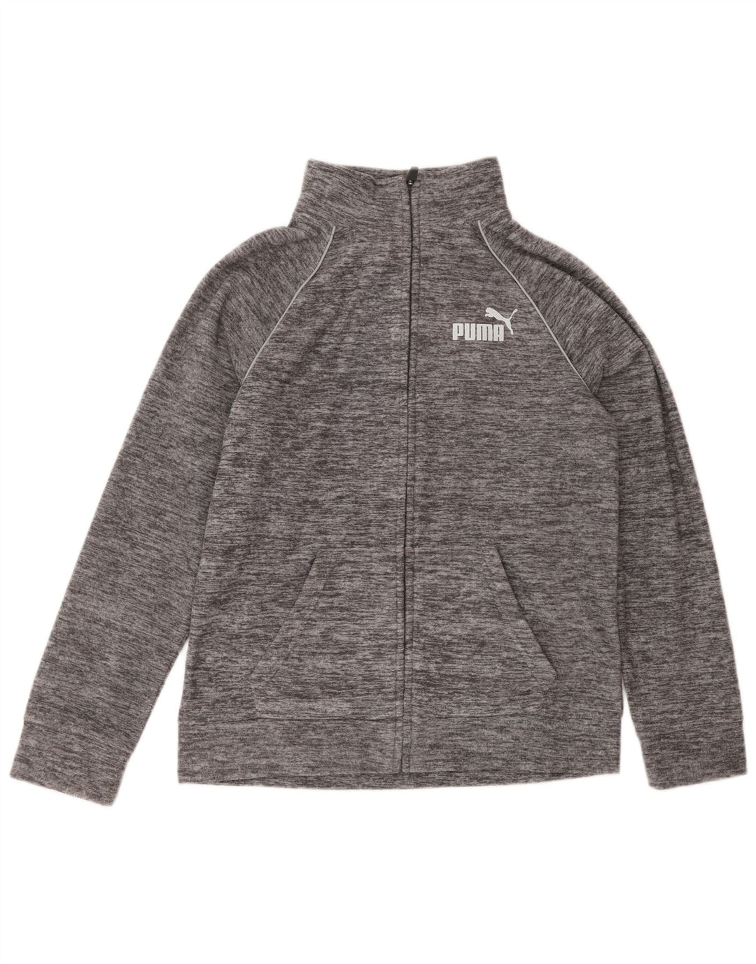 PUMA Boys Fleece Jacket 14-15 Years Large Grey Flecked Polyester