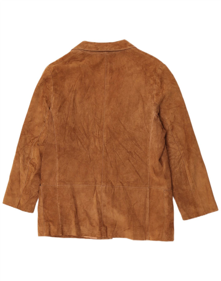 Jaqueta blazer masculina vintage de camurça com 1 botão Reino Unido 36 pequena marrom