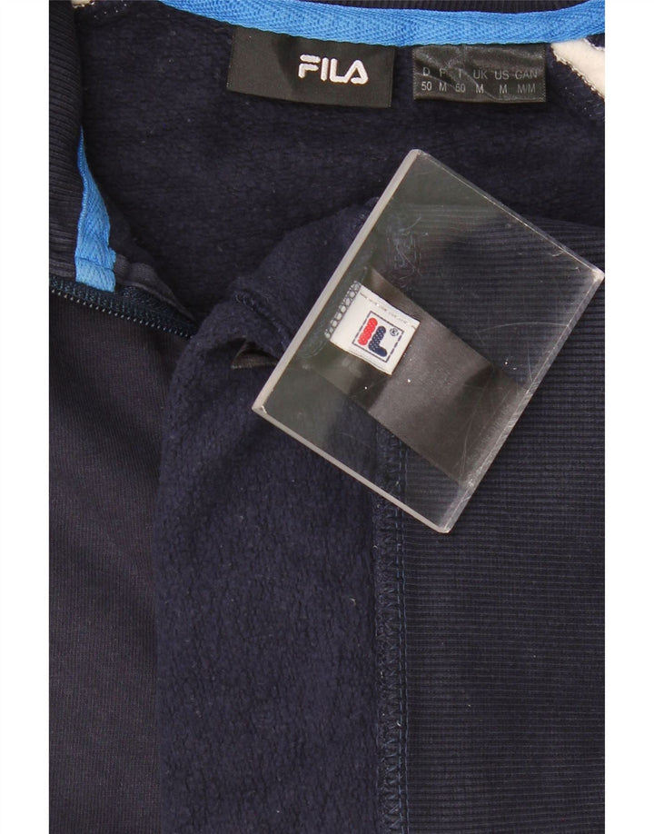FILA Mens Zip Neck Sweatshirt Jumper Medium Navy Blue Colourblock