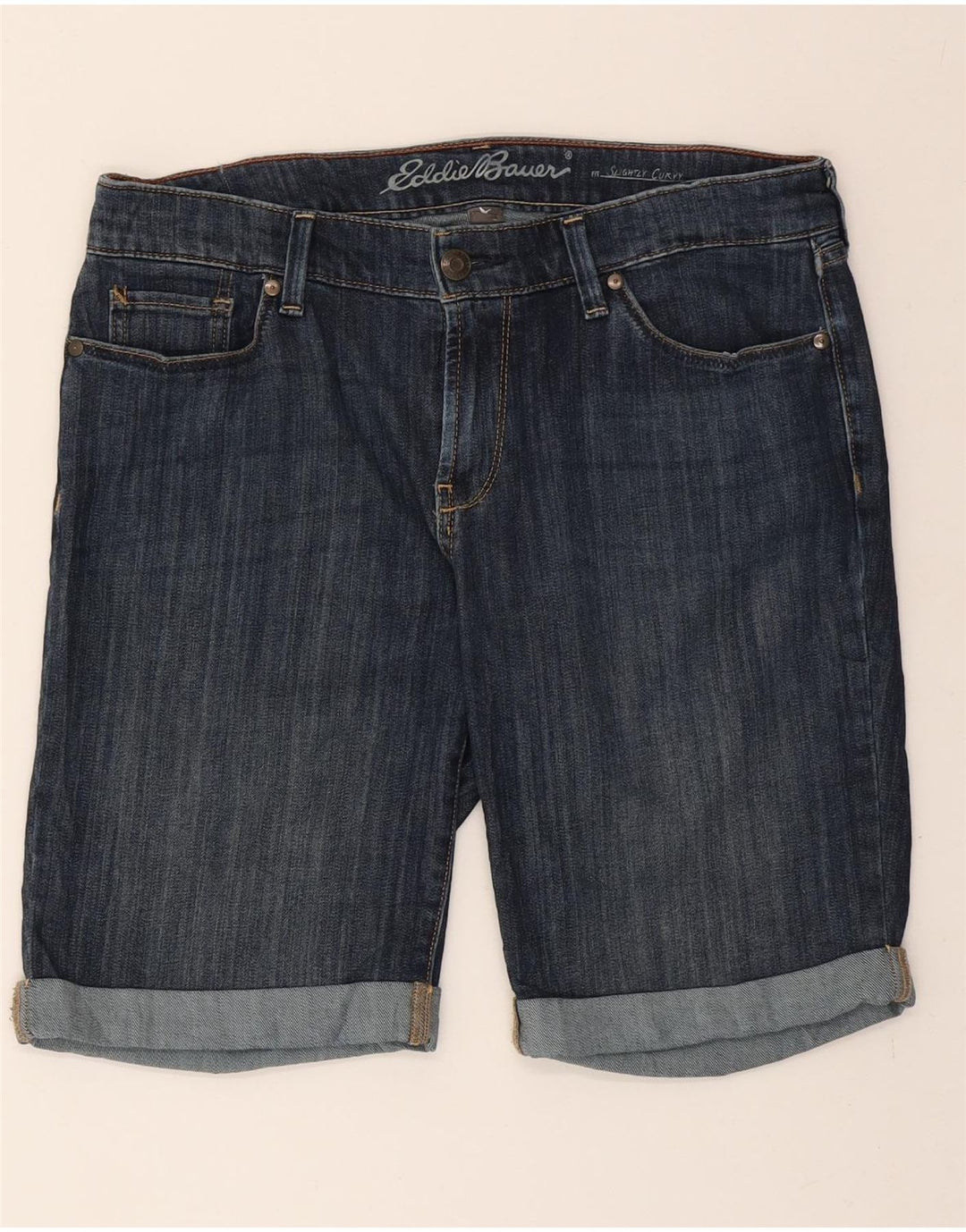 EDDIE BAUER Womens Slightly Curvy Denim Shorts US 8 Medium W34  Blue Vintage Eddie Bauer and Second-Hand Eddie Bauer from Messina Hembry 