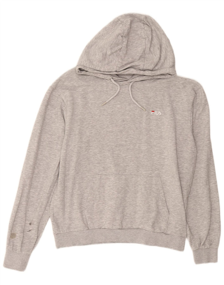 FILA Mens Hoodie Jumper Small Grey Cotton