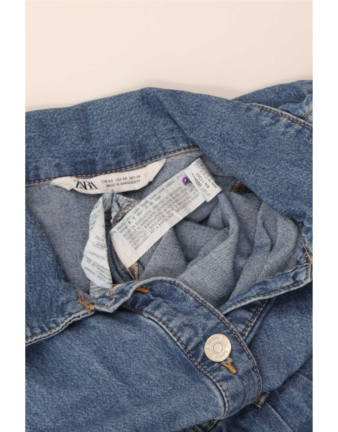Zara Womens Denim Playsuit UK 4 XS Blue Cotton