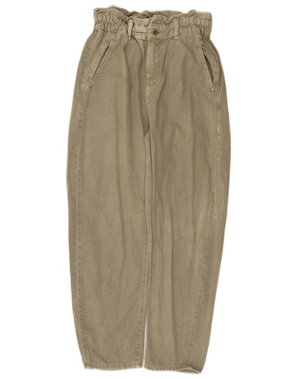 Zara Pantalon court fuselé taille haute pour femme EU 36 XS W26 L26 Kaki
