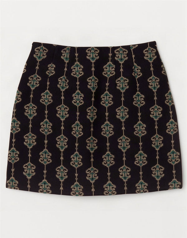 Zara Womens Mini Skirt XS W24 Navy Blue Paisley Polyester