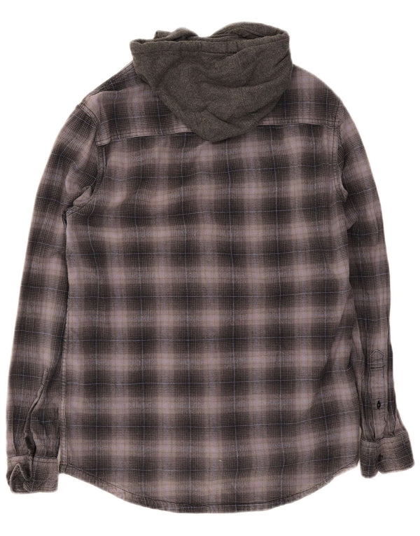 Quiksilver Chemise à capuche en flanelle pour homme Petit gris à carreaux en coton