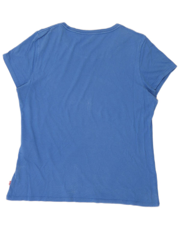 Levi's Womens Graphic T-Shirt Top UK 18 XL Blue Cotton